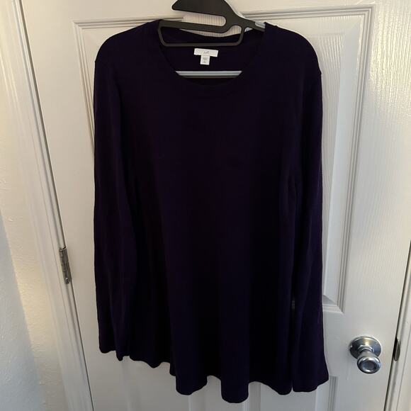 J Jill Large Tall Dark Purple Crew Neck Sweater - Picture 1 of 5